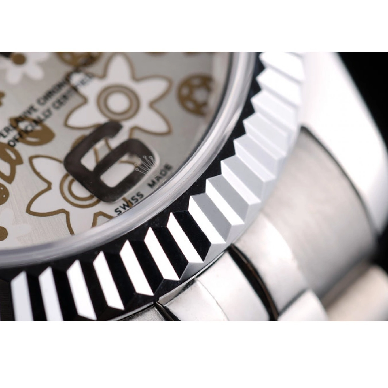 Good Copy Rolex Watches Flower DateJust 41983 Stainless Dial Steel Bezel Ribbed Rolex Silver 0817